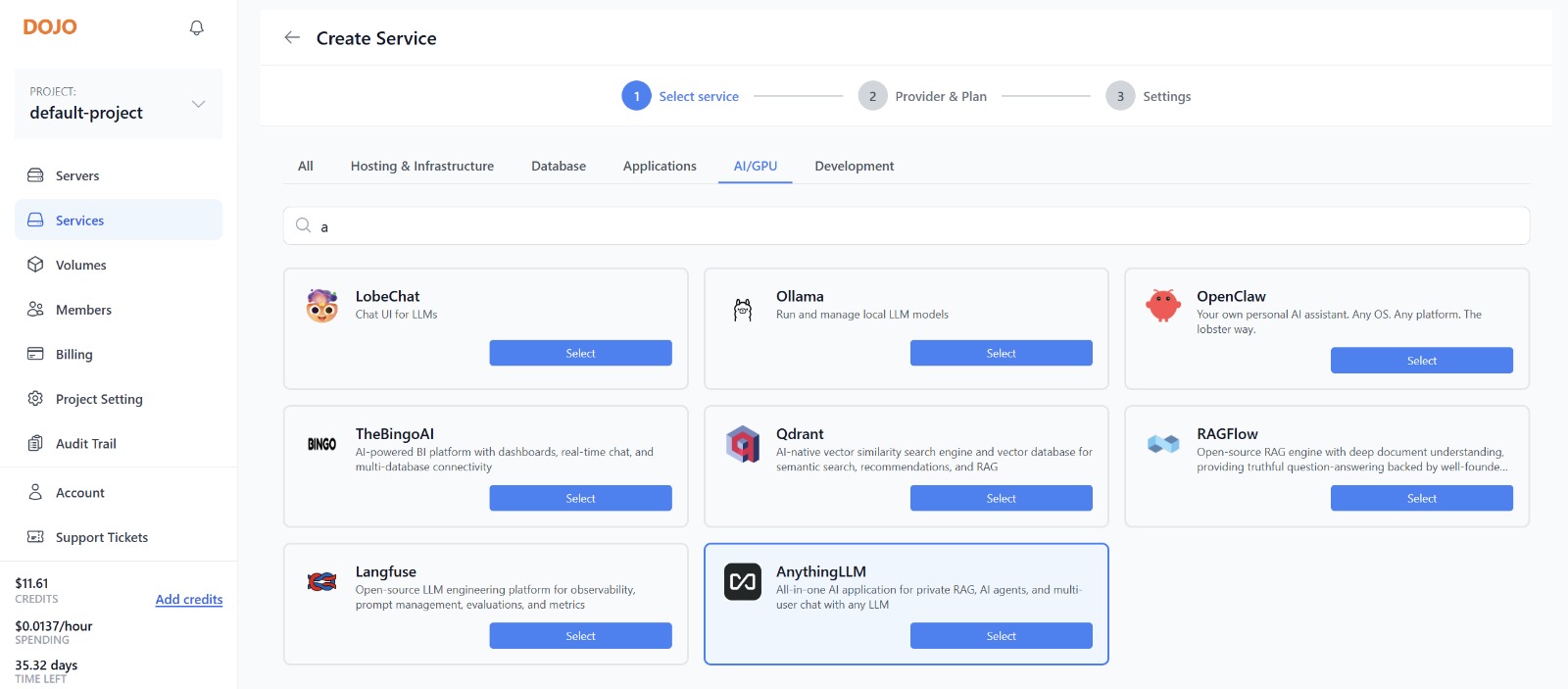 2. Create a New AnythingLLM Service